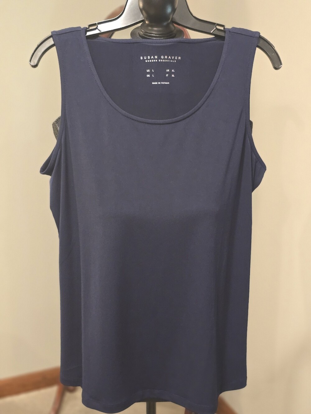 Susan Graver Dark Navy Sleeveless Scoop Neck Tank